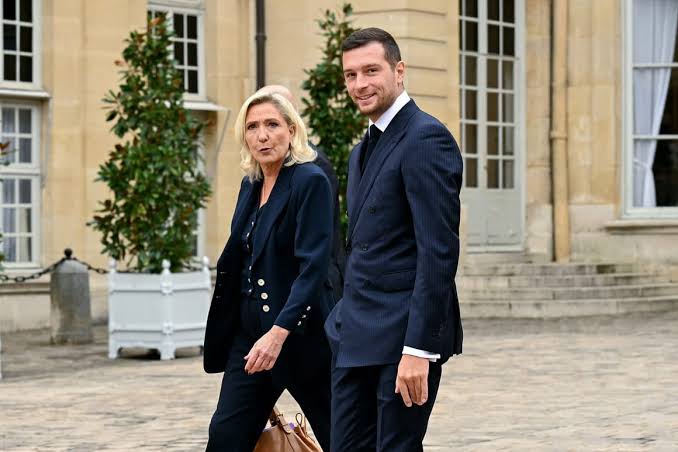 Marine Le Pen casts Bardella as her No. 2 after legal reprieve; pair face angry voters 'hand in hand'