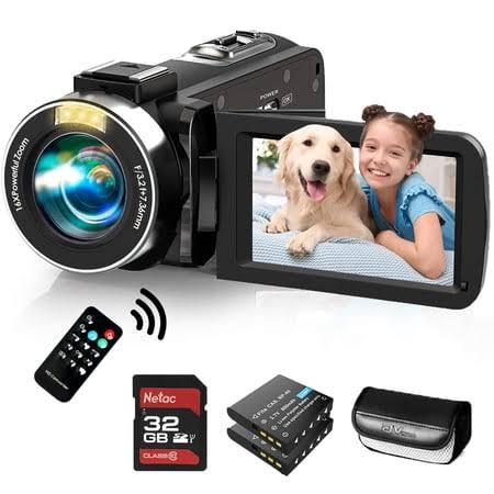 Video Camera Camcorder for Filming with 32G SD Card FHD 1080p 36mp 30fps 3 270 Rotating IPS Screen IR Night Vision Vlogging Camera for YouTube
