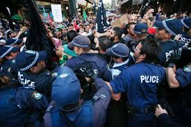 Image result for picture of hundred protest islamic law in australia