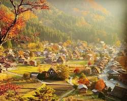 白川郷の紅葉の画像