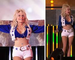 Dolly Parton wearing Dallas Cowboys Cheerleader Uniform