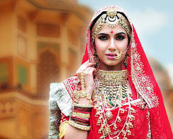 Image of Mina tribe woman adorned in traditional jewelry, Rajasthan