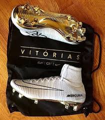 In Stock Cr7 Cleats Gold Gold White