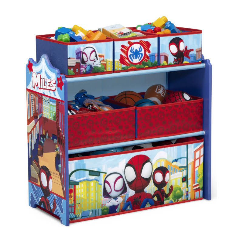 Marvel Spidey and Friends Design & Store 6 Bin Toy Storage Organizer for Kids