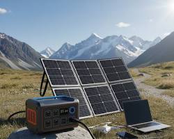 Kemandirian Energi Saat Darurat panel surya generator portable mandiri, buatan AI