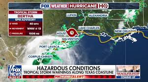 Tropical Storm Bertha churns west, bringing hazardous conditions to Texas coast