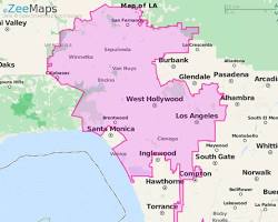 Image of map of Los Angeles County with all the cities highlighted