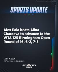 Alex Eala beats Alina Charaeva to advance to the WTA 125 Birmingham Open Round of 16, 6-2, 7-5.