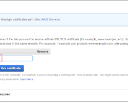 Image of validating a certificate in the AWS Certificate Manager console