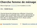 Petite annonce Femme de menage, repassage - Petites