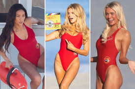 Brooks Nader, Livvy Dunne and more stars make their red swimsuit debuts on set of the 'Baywatch' reboot
