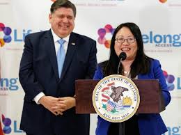 State Rep. Sharon Chung discussing State Farm