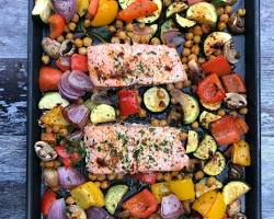 Image of Salmon with roasted vegetables