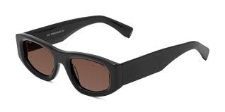 Black Geek-Chic Thick Rectangle Tinted Sunglasses with Brown Sunwear Lenses - Elm