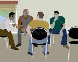 Gambar people in a support group setting, sharing and listening, representing community and mutual aid