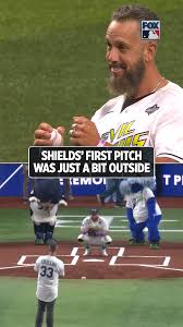 James Shields delivers the first pitch for World Series Game 3