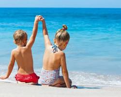 Image of beach, a pool, or happy kids