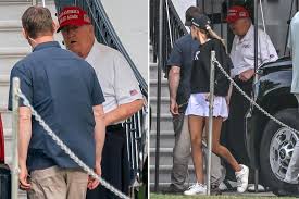 ترامپ درحال رفتن به زمین گلف همراه نوه‌اش در پی شایعات درباره سلامتی‌ او