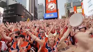 Video. Norway fans take over Times Square with Viking row