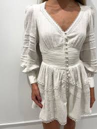 Hemant and Nandita Off white Ruby button front dress