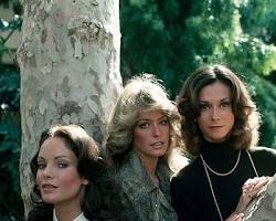 Charlie's Angels 1976 TV series Farrah Fawcett Kate Jackson Jaclyn Smith Cheryl Ladd 1970s ABC television stills silhouette opening credits posters, AI generated