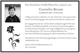 Die Dresdner Fußballfamilie trauert um Cornelia Braun \u0026amp; Alexander ...