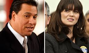 Los Angeles city councilman Jose Huizar, left, and Huizar&#39;s former deputy chief of staff, Francine Godoy, right. Photo courtesy LA Times. - la-me-ln-la-councilman-huizar-employee-complai-001