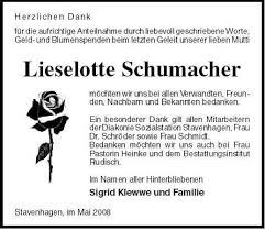 Lieselotte Schumacher-möchten | Nordkurier Anzeigen