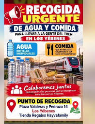 Vecinos de Los Yébenes se movilizan para llevar agua y comida a los afectados por el siniestro ferroviario