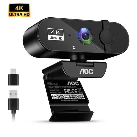 Aoc 4K Webcam for PCWeb cam with High Resolution Cmos Color Sensors