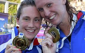 Best of British: Elizabeth Simmonds and Gemma Spofforth of pose with their 200m backstroke medals Photo: REUTERS. By Rod Gilmour in Budapest - simm-spoff_1694461c