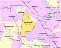 Image of map showing the location of Friendswood, Texas