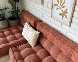 Large Floor Cushions for the Living Room, Modular Sofa in BOUCLE Fabric, Set of Floor Cushions - Etsy