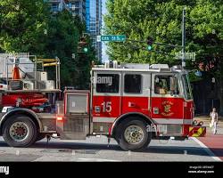 Image of Atlanta skyline with a fire truck in the foreground