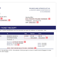 airline ticket with passenger name highlightedの画像