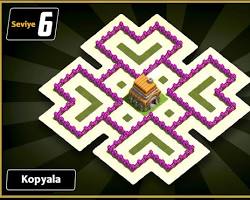Hibrit 6. Seviye Clash of Clans Köy Düzeni resmi