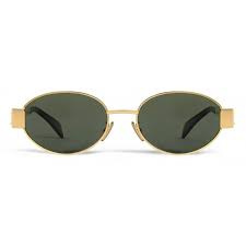 Celine CL40235U 4S235 Triomphe Oval Sunglasses, Gold Metal Frame, Green Lens - Walmart.com