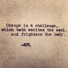 Change is a challenge, which both excites the soul, and frightens ... via Relatably.com