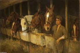 Armee Horses In Stables von William Arnold Woodhouse (1857-1939 ... - William+Arnold+Woodhouse-Army+Horses+In+Stables