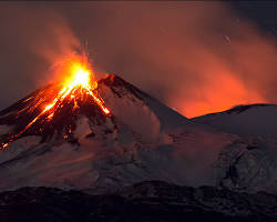 Image of magma under pressure volcano