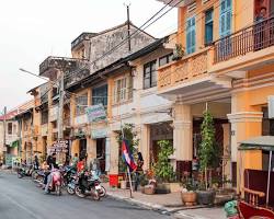 A street in the French Quarter of Kampot, Cambodia