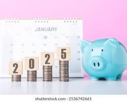 calendar with dates highlighted and a piggy bankの画像