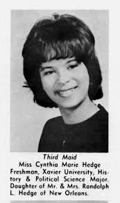 Miss Cynthia Marie Hedge, Third Maid, Original Illinois Club, 1966. Miss Hedge, then a freshman at Xavier University, later married Arthur Morrell. - hedge