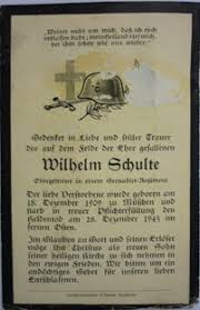 Obergefreiter Wilhelm SCHULTE - Onlineprojekt Gefallenendenkmäler