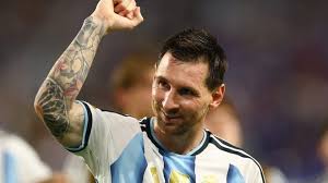 Lionel Messi in action during World Cup