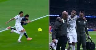 Eder Militao makes a decisive tackle against Celta Vigo - but suffers another injury