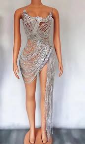 Amazon.com: EVMILA Women Celebrate Birthday Evening Gown Dress Prom Outfit Sexy Show Stage Wear Sparkly Rhinestones Fringes Mesh Dress (Color : Nude, Size : X-Small) : Clothing, Shoes & Jewelry - Product from Amazon.com