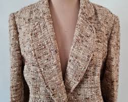 Fabulous Dominex International Women's Single Breasted Tweed Hip Length Jacket in Natural/white Nep Size 16-18 - Etsy
