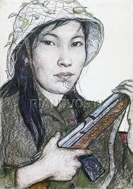 A female guerrilla in Hon Gai. vietnam, Russian artist, painting, Glazunov, vietnam war. Soldier Nguyen Thi Lan. - 20130422125411-7