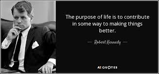 Robert Kennedy quote: The purpose of life is to contribute in some ... via Relatably.com